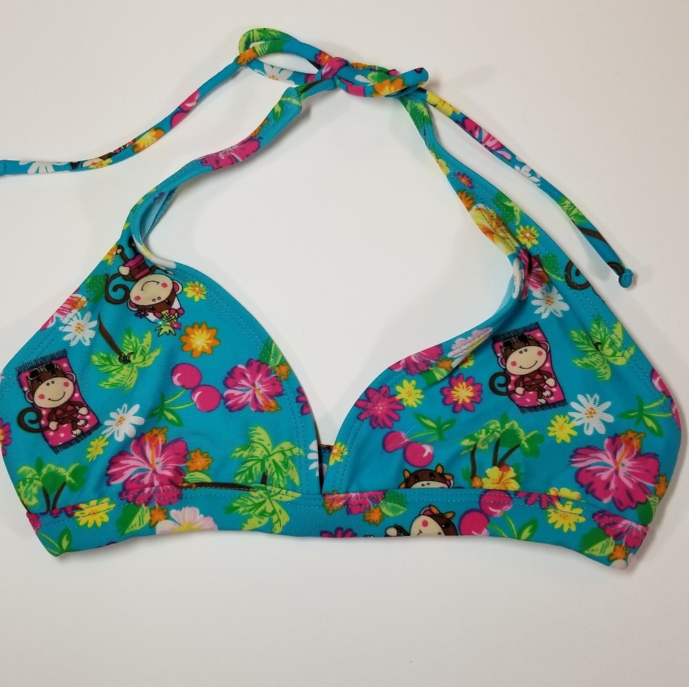 Girls swim bikini top monkeys flower💲3 for $20🛒